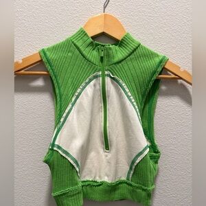 Green Cropped Urban Zipper Shirt